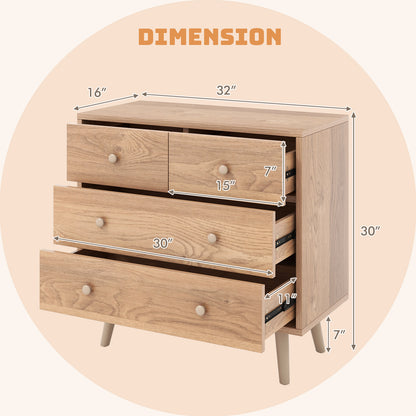 4-Drawer Dresser Cabinet Storage Organizer, Natural Cabinets & Chests at Gallery Canada