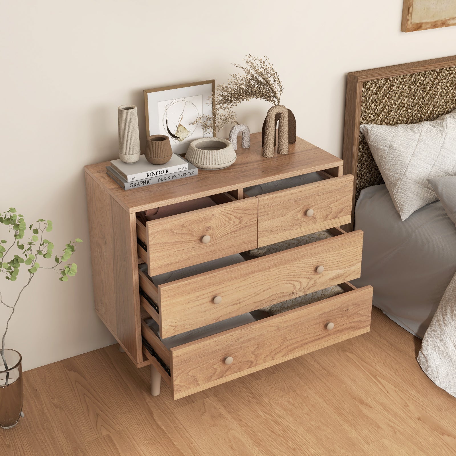 4-Drawer Dresser Cabinet Storage Organizer, Natural Cabinets & Chests at Gallery Canada