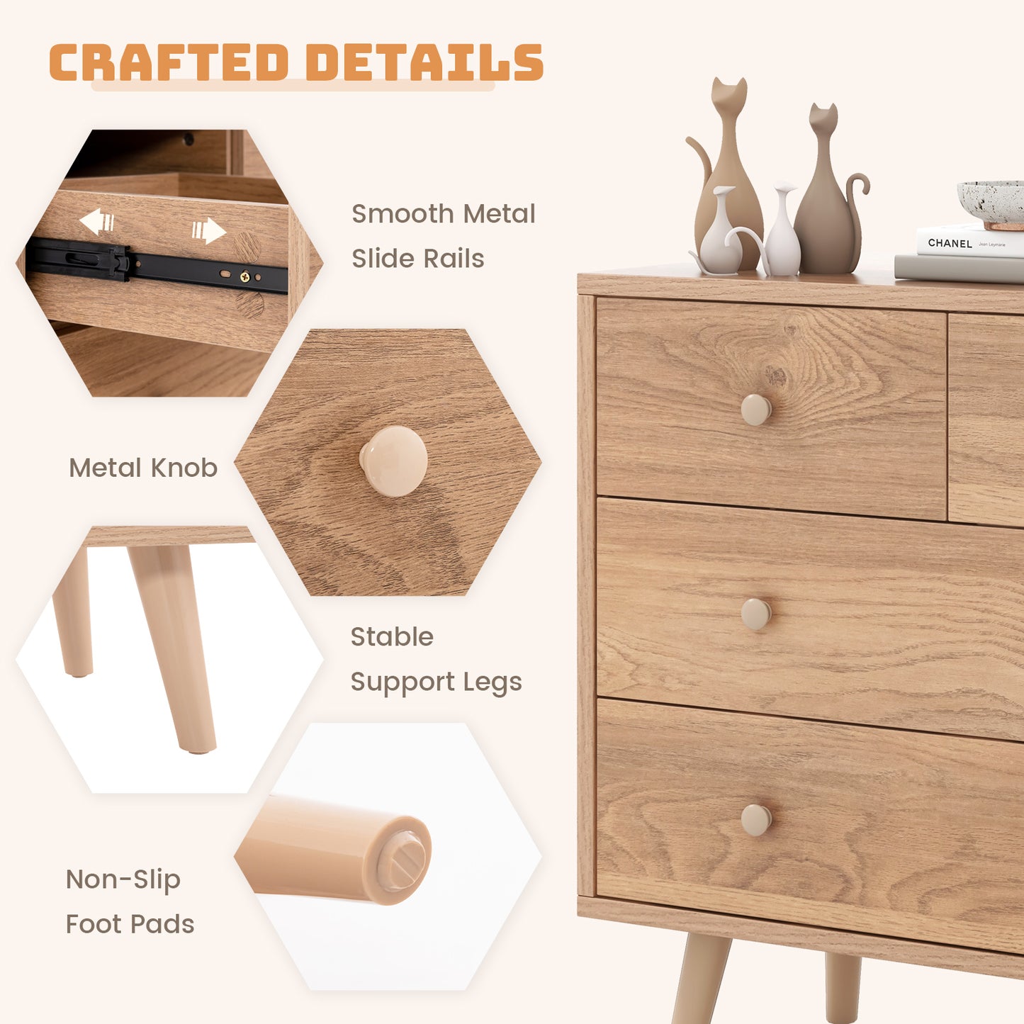 4-Drawer Dresser Cabinet Storage Organizer, Natural Cabinets & Chests at Gallery Canada