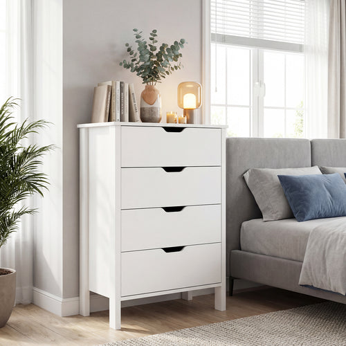 4-Drawer Dresser Wooden Nightstand with Anti-Tipping Kits, White