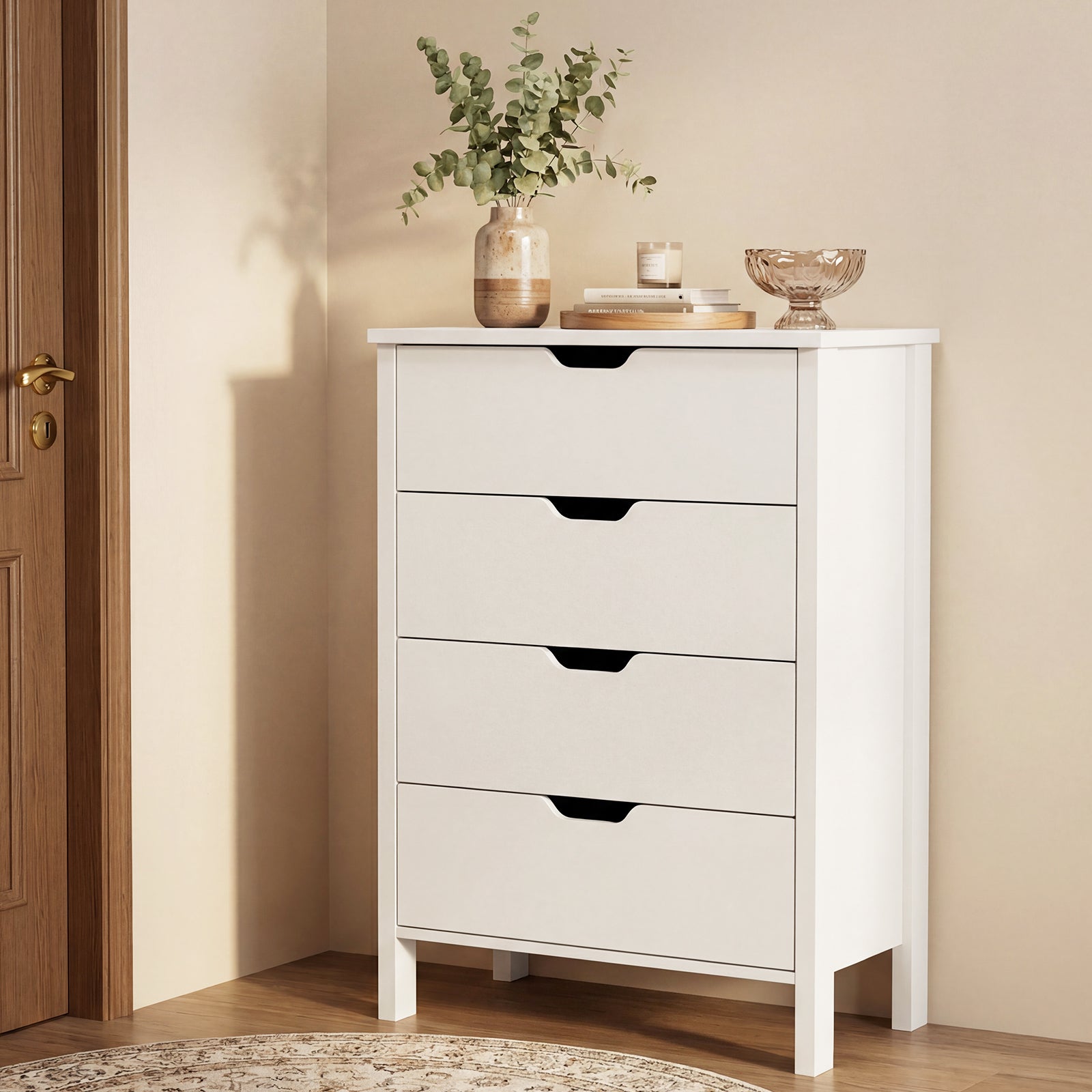 4-Drawer Dresser Wooden Nightstand with Anti-Tipping Kits, White Dressers & Chests at Gallery Canada