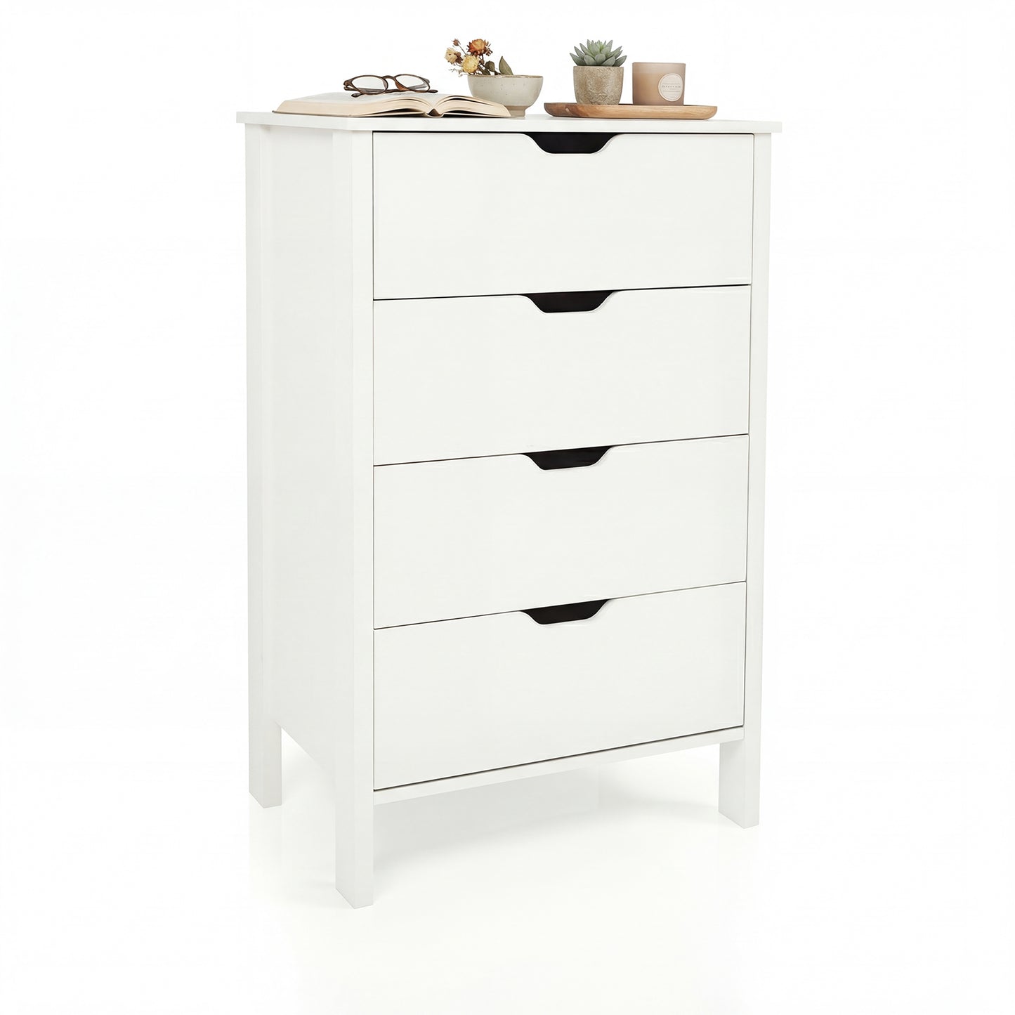 4-Drawer Dresser Wooden Nightstand with Anti-Tipping Kits, White Dressers & Chests White at Gallery Canada