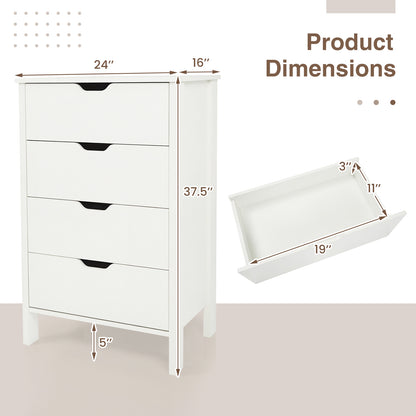 4-Drawer Dresser Wooden Nightstand with Anti-Tipping Kits, White Dressers & Chests at Gallery Canada