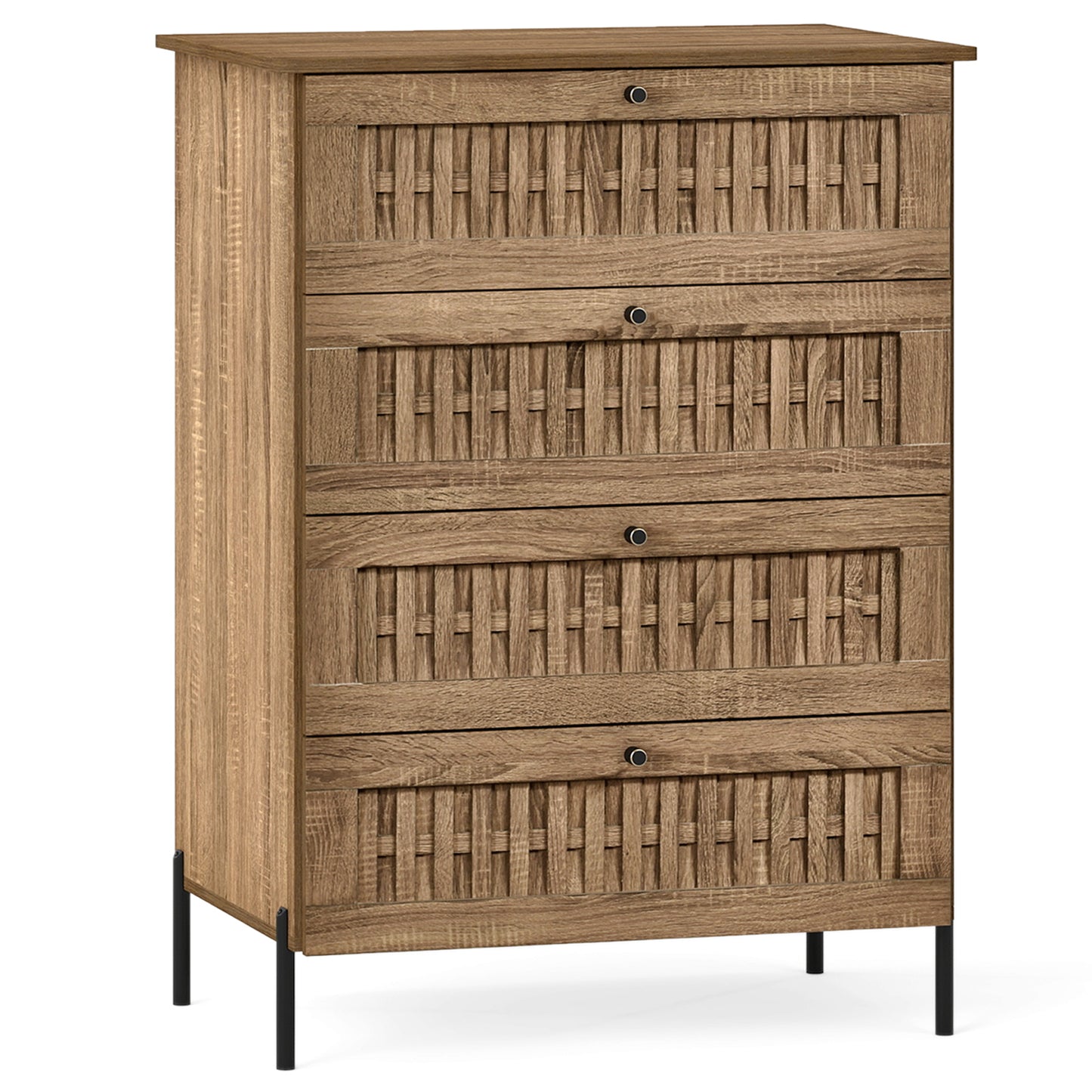 4-Drawer Dresser with Interlocking Mechanism and Metal Legs for Bedroom, Oak Dressers & Chests Oak at Gallery Canada