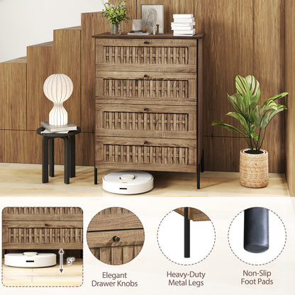 4-Drawer Dresser with Interlocking Mechanism and Metal Legs for Bedroom, Oak Dressers & Chests at Gallery Canada