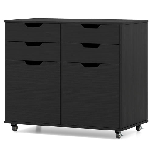 4 Drawer File Cabinet With Wheels, Black