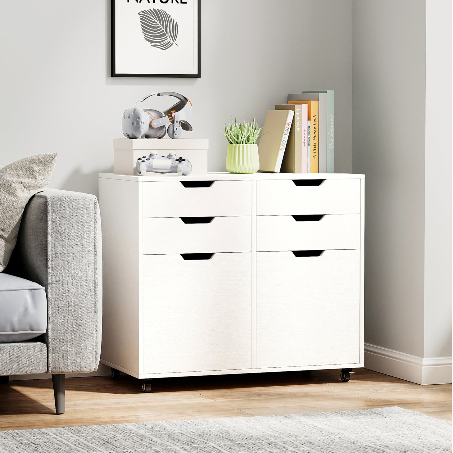 4 Drawer File Cabinet With Wheels, White File Cabinets at Gallery Canada