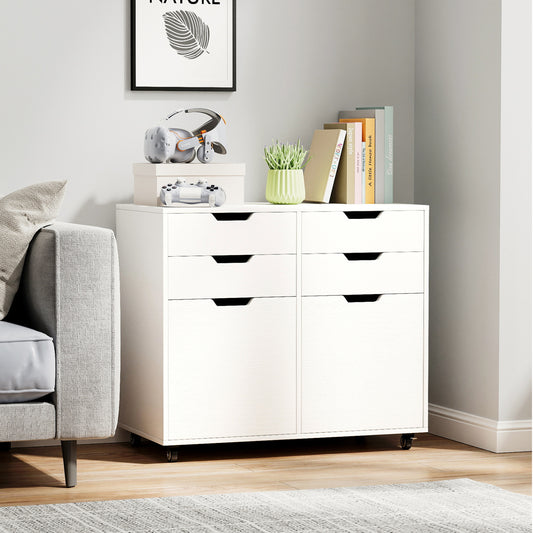 4 Drawer File Cabinet With Wheels, White File Cabinets White at Gallery Canada