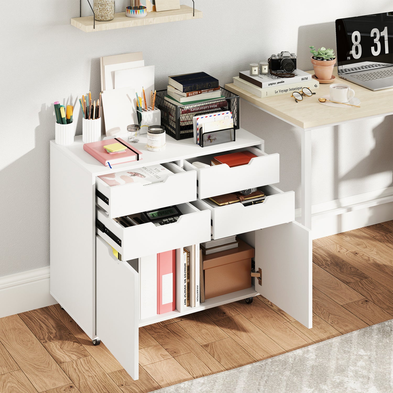 4 Drawer File Cabinet With Wheels, White File Cabinets at Gallery Canada
