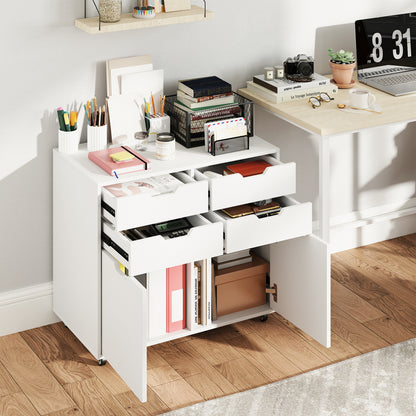 4 Drawer File Cabinet With Wheels, White File Cabinets at Gallery Canada