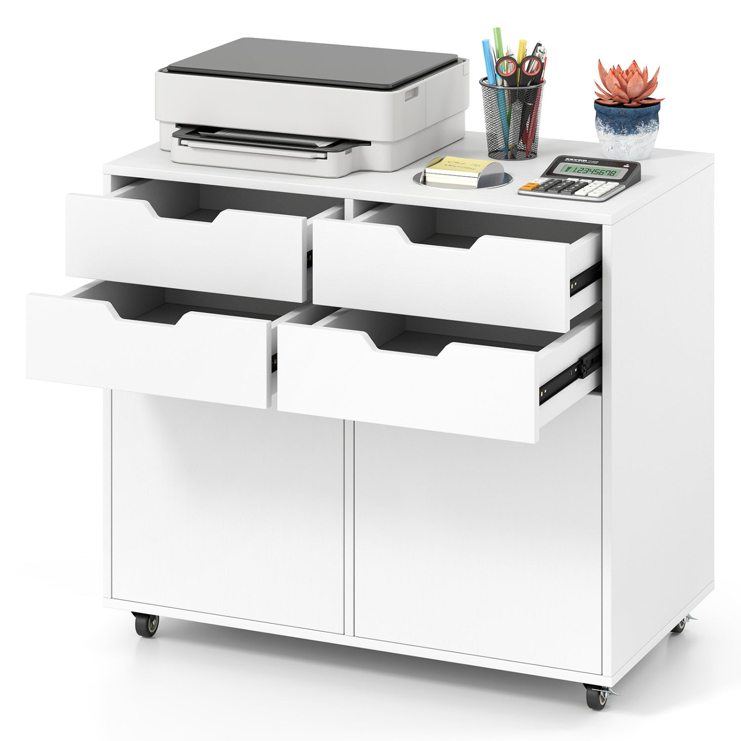 4 Drawer File Cabinet With Wheels, White File Cabinets at Gallery Canada
