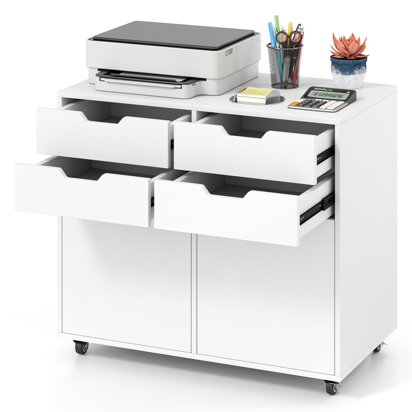 4 Drawer File Cabinet With Wheels, White File Cabinets at Gallery Canada