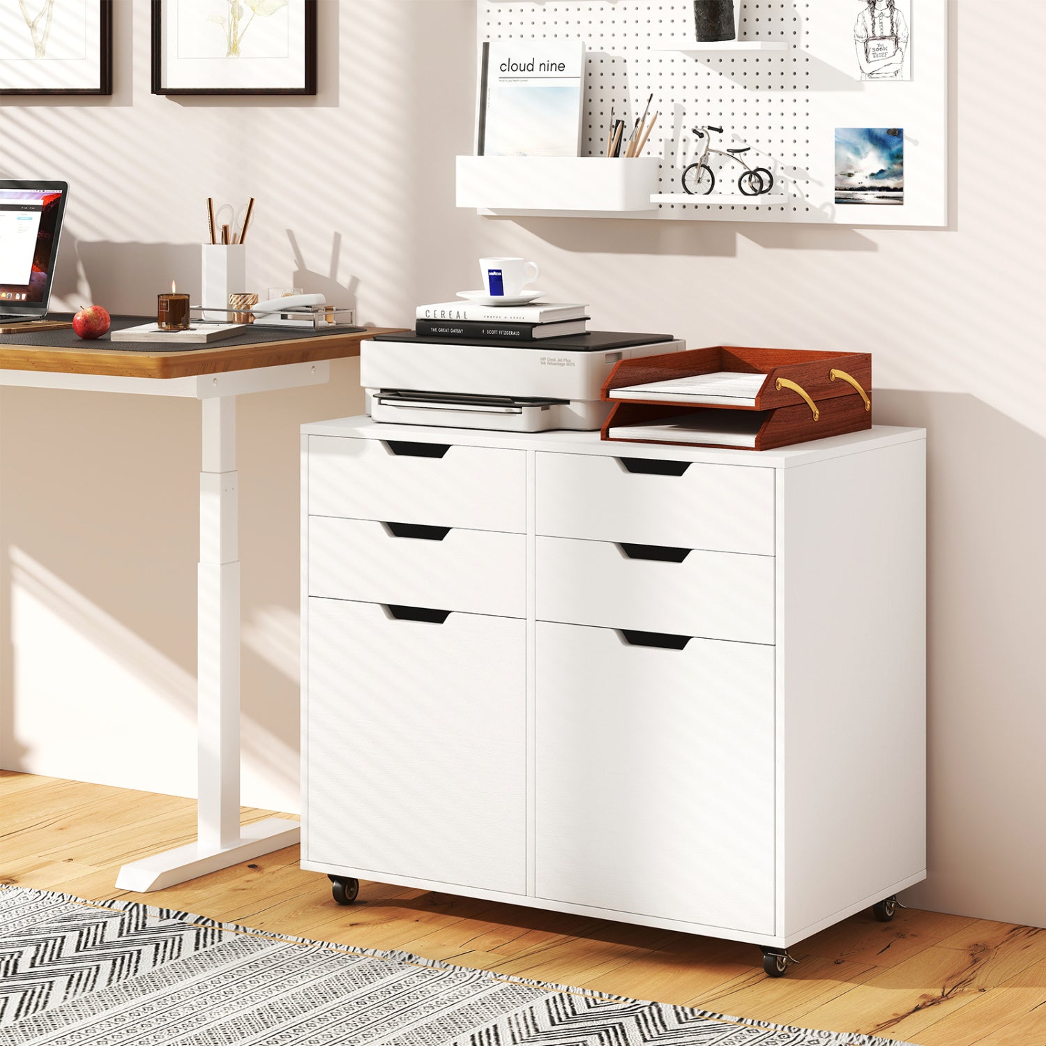 4 Drawer File Cabinet With Wheels, White File Cabinets at Gallery Canada