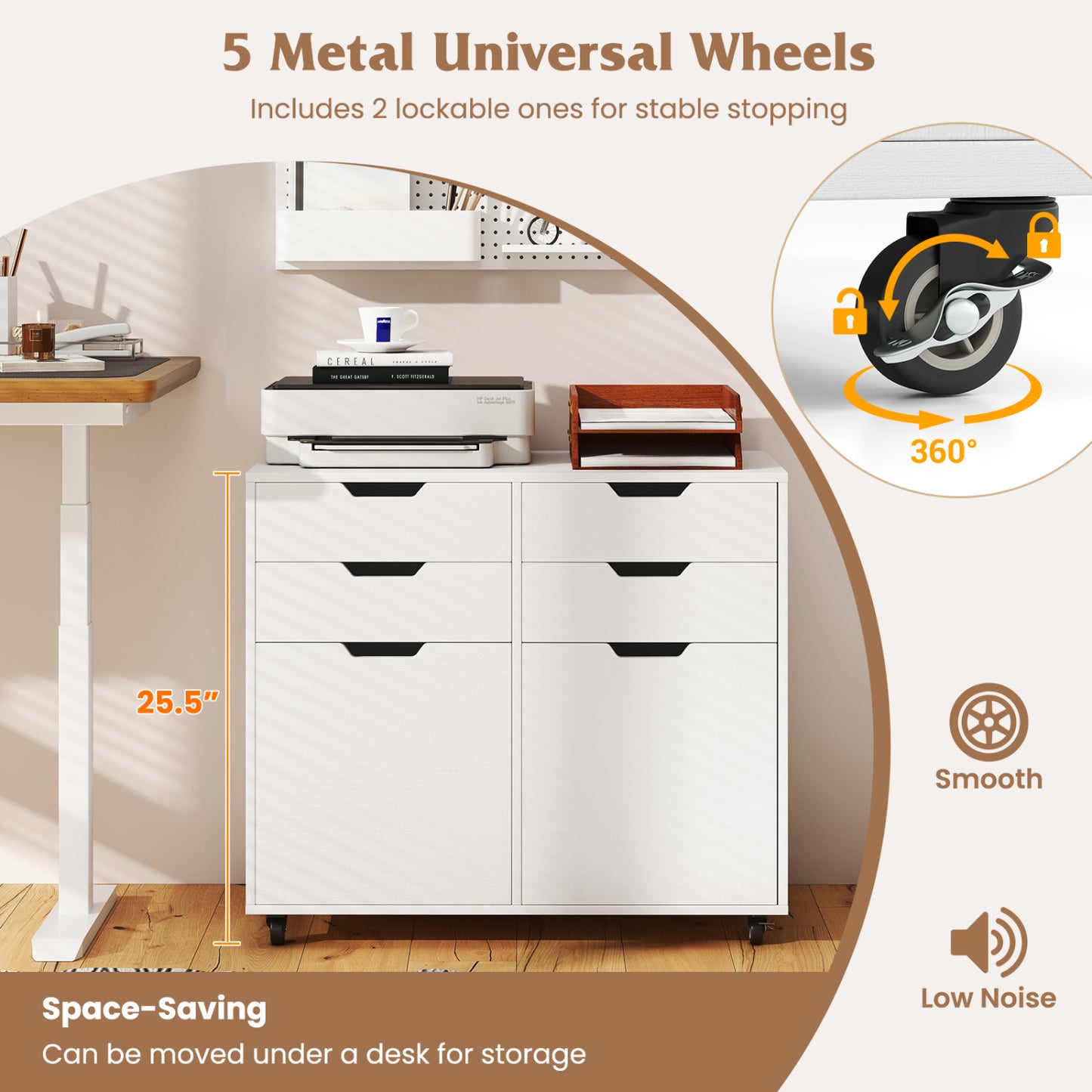 4 Drawer File Cabinet With Wheels, White File Cabinets at Gallery Canada
