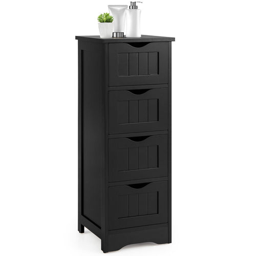 4-Drawer Freestanding Floor Cabinet, Anti-Toppling Device, Black
