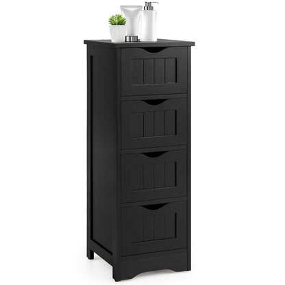 4-Drawer Freestanding Floor Cabinet, Anti-Toppling Device, Black Floor Cabinets Black at Gallery Canada