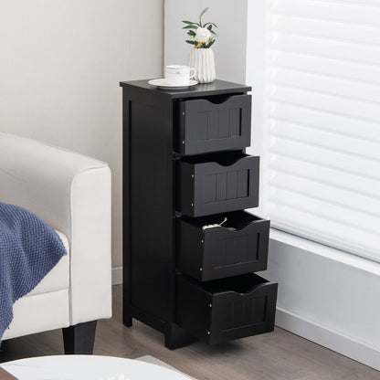 4-Drawer Freestanding Floor Cabinet with Anti-Toppling Device, Black Floor Cabinets at Gallery Canada