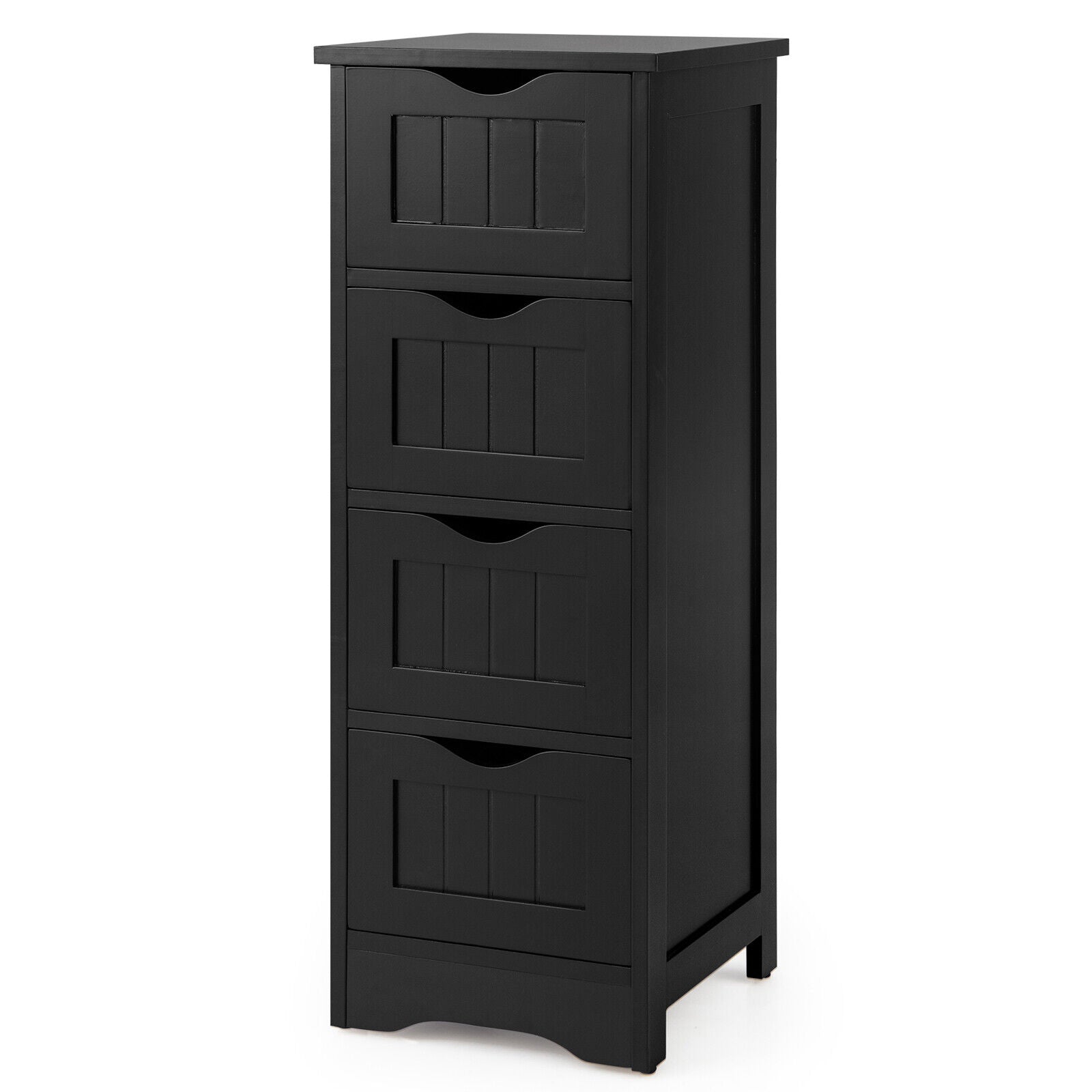 4-Drawer Freestanding Floor Cabinet with Anti-Toppling Device, Black Floor Cabinets at Gallery Canada