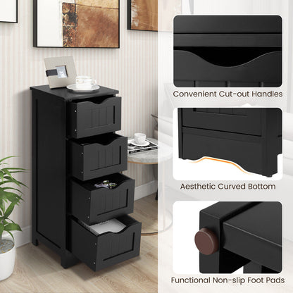 4-Drawer Freestanding Floor Cabinet with Anti-Toppling Device, Black Floor Cabinets at Gallery Canada