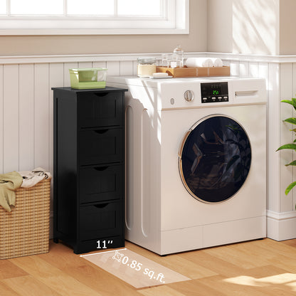 4-Drawer Freestanding Floor Cabinet with Anti-Toppling Device, Black Floor Cabinets at Gallery Canada