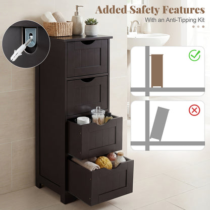 4-Drawer Freestanding Floor Cabinet, Dark Brown Floor Cabinets at Gallery Canada