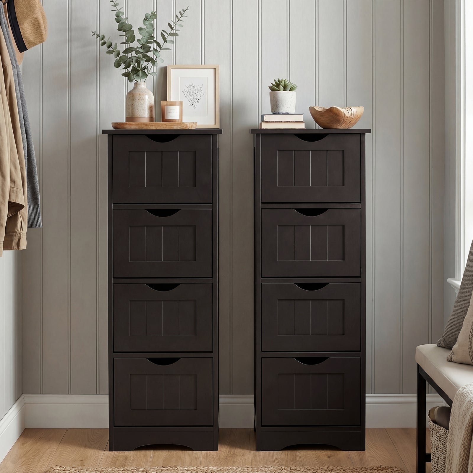 4-Drawer Freestanding Floor Cabinet, Dark Brown Floor Cabinets at Gallery Canada