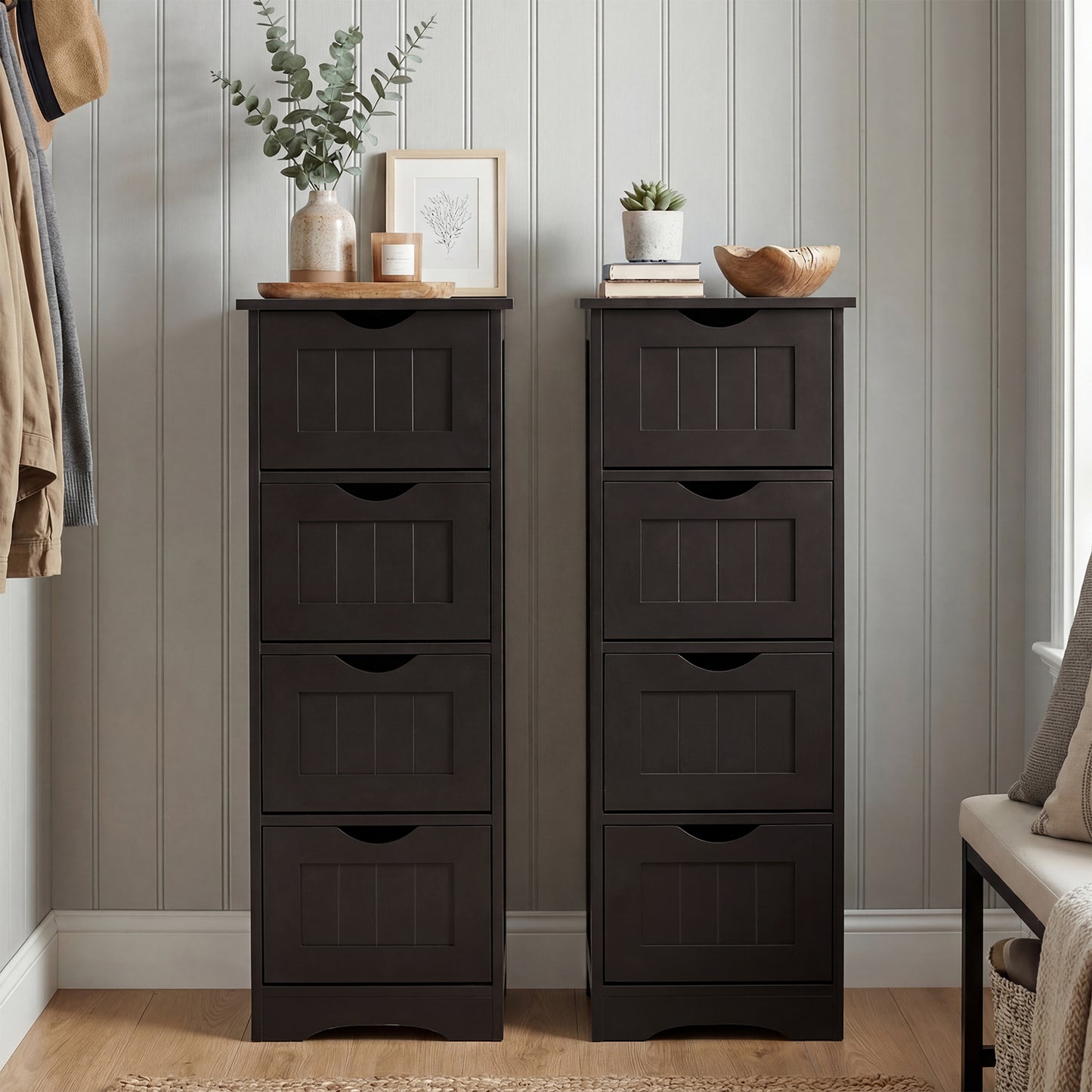 4-Drawer Freestanding Floor Cabinet, Dark Brown Floor Cabinets at Gallery Canada