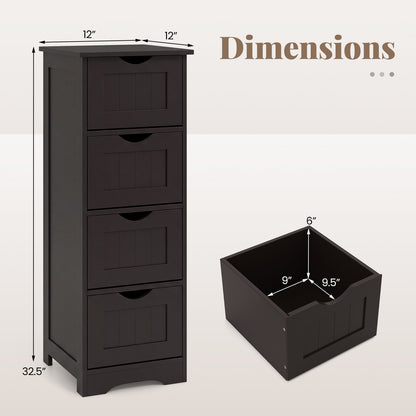 4-Drawer Freestanding Floor Cabinet, Dark Brown Floor Cabinets at Gallery Canada