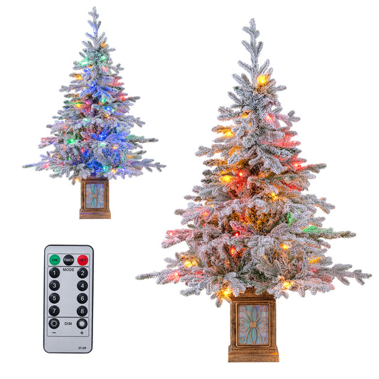 4 FT Artificial Christmas Tree Potted Xmas Tree with 180 Branch Tips Holiday Decoration Tree-Set of 1