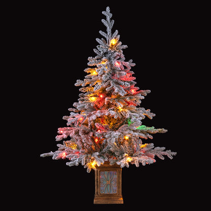 4 FT Artificial Christmas Tree Potted Xmas Tree with 180 Branch Tips Holiday Decoration Tree-Set of 1