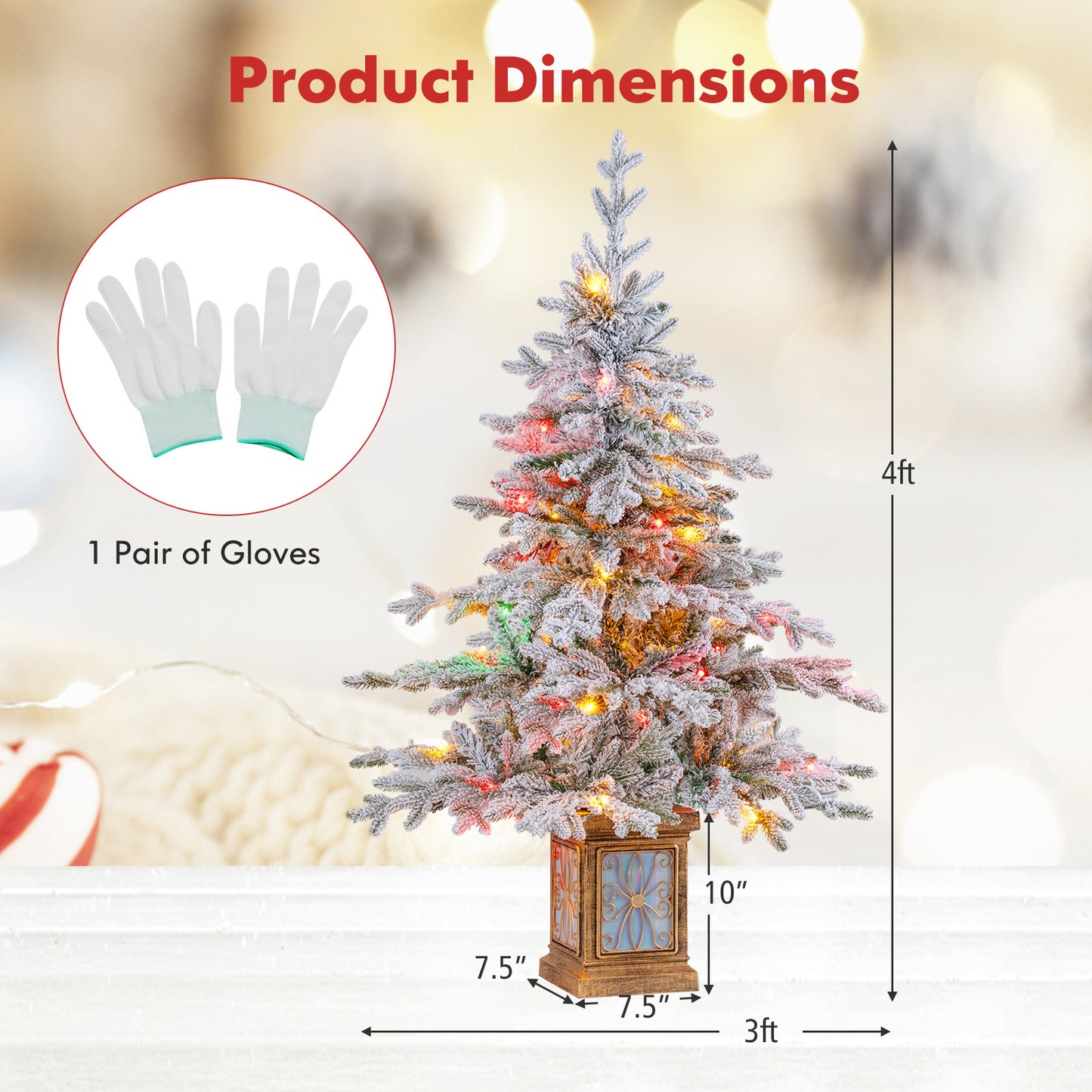 4 FT Artificial Christmas Tree Potted Xmas Tree with 180 Branch Tips Holiday Decoration Tree-Set of 1