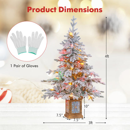 4 FT Artificial Christmas Tree Potted Xmas Tree with 180 Branch Tips Holiday Decoration Tree-Set of 1
