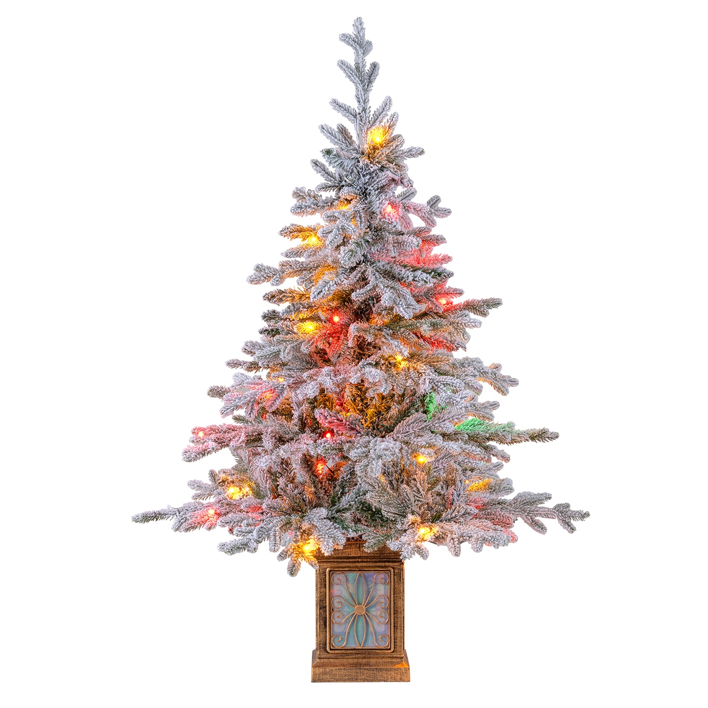 4 FT Artificial Christmas Tree Potted Xmas Tree with 180 Branch Tips Holiday Decoration Tree-Set of 1