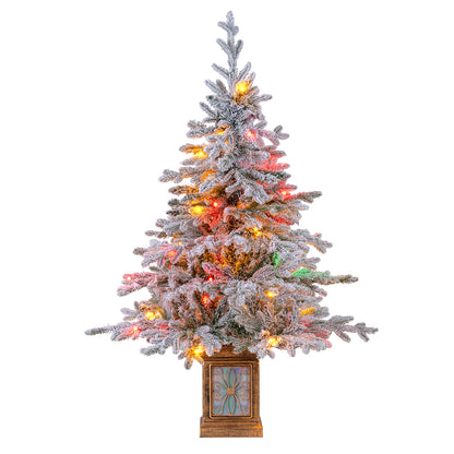 4 FT Artificial Christmas Tree Potted Xmas Tree with 180 Branch Tips Holiday Decoration Tree-Set of 1