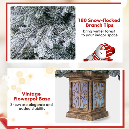 4 FT Artificial Christmas Tree Potted Xmas Tree with 180 Branch Tips Holiday Decoration Tree-Set of 1