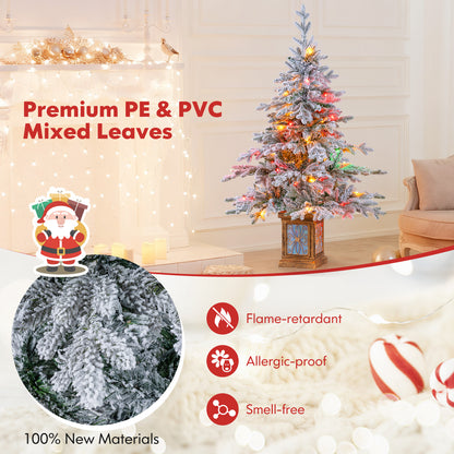 4 FT Artificial Christmas Tree Potted Xmas Tree with 180 Branch Tips Holiday Decoration Tree-Set of 1