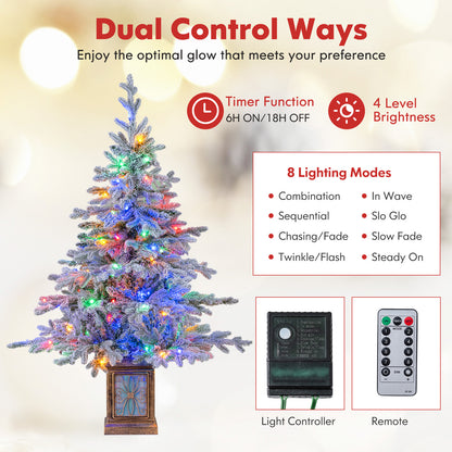 4 FT Artificial Christmas Tree Potted Xmas Tree with 180 Branch Tips Holiday Decoration Tree-Set of 1