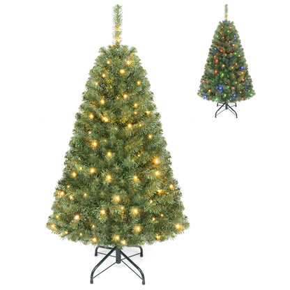 4 FT Artificial Christmas Tree, Folding Stand, 2 Lighting Colors