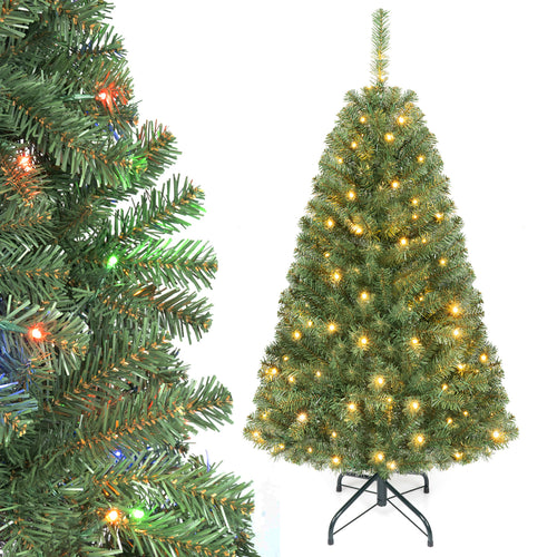 4 FT Artificial Christmas Tree, Folding Stand, 2 Lighting Colors