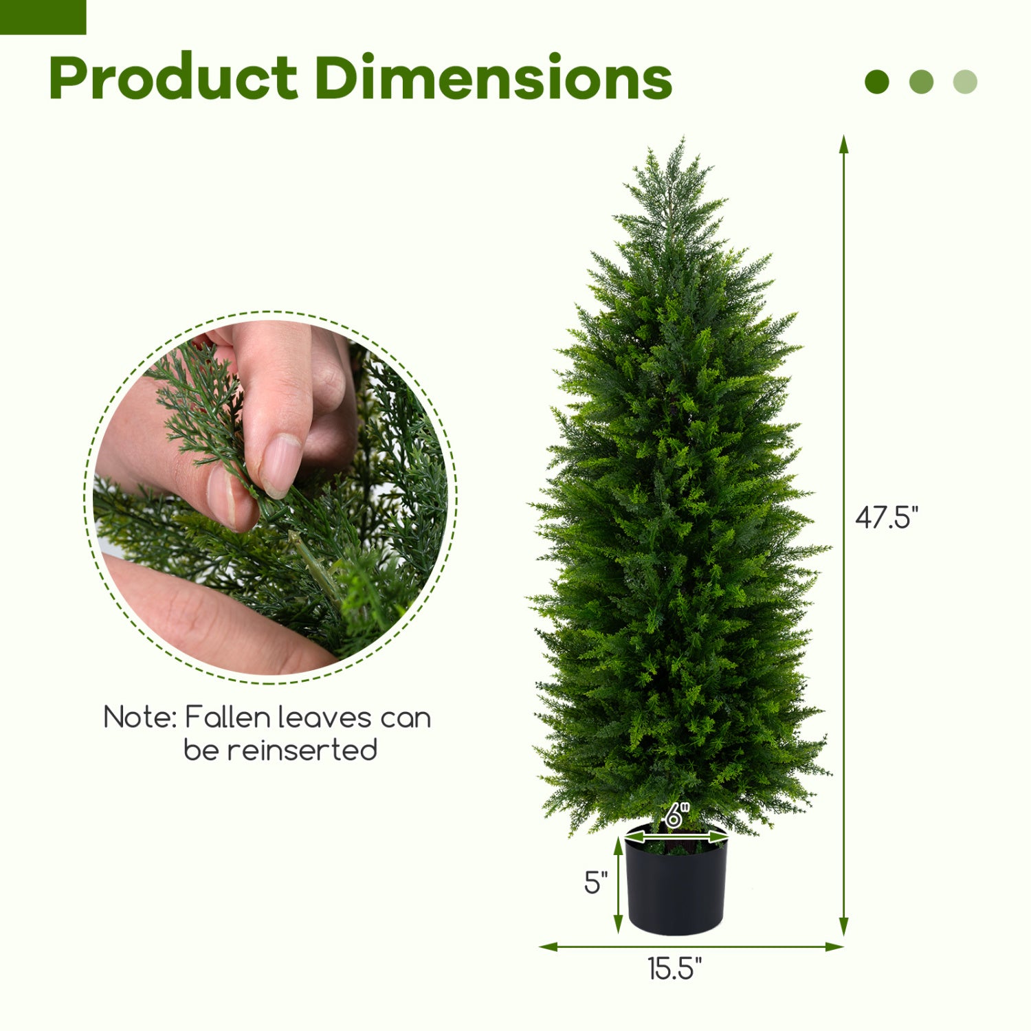 4 FT Artificial Topiary Tree Set, 2 Faux Cedar Cypress Plants, Cement-Filled Pots, Green Faux Plants at Gallery Canada