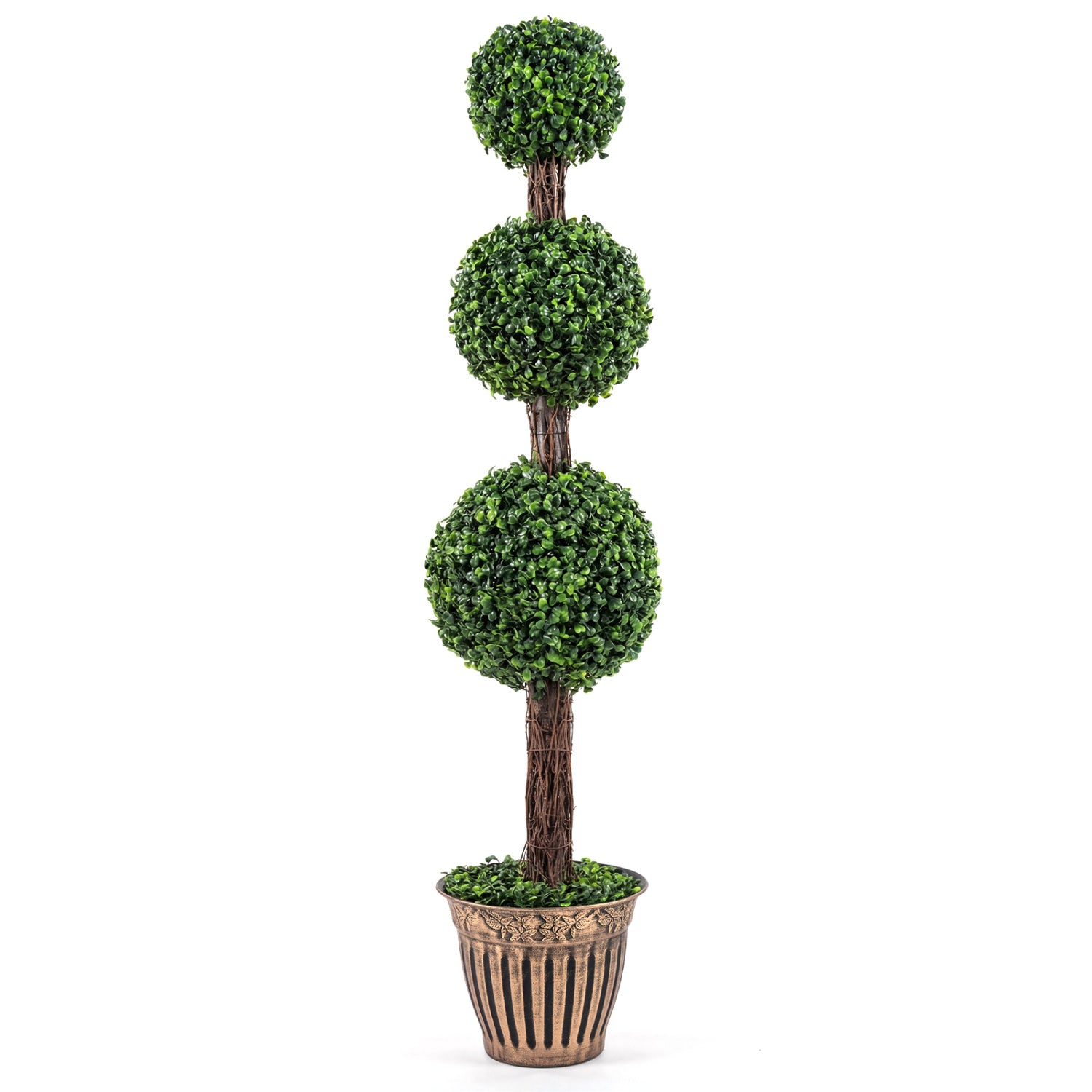 4 FT Artificial Triple Ball Boxwood Tree, Cement Planter, Green Faux Plants at Gallery Canada