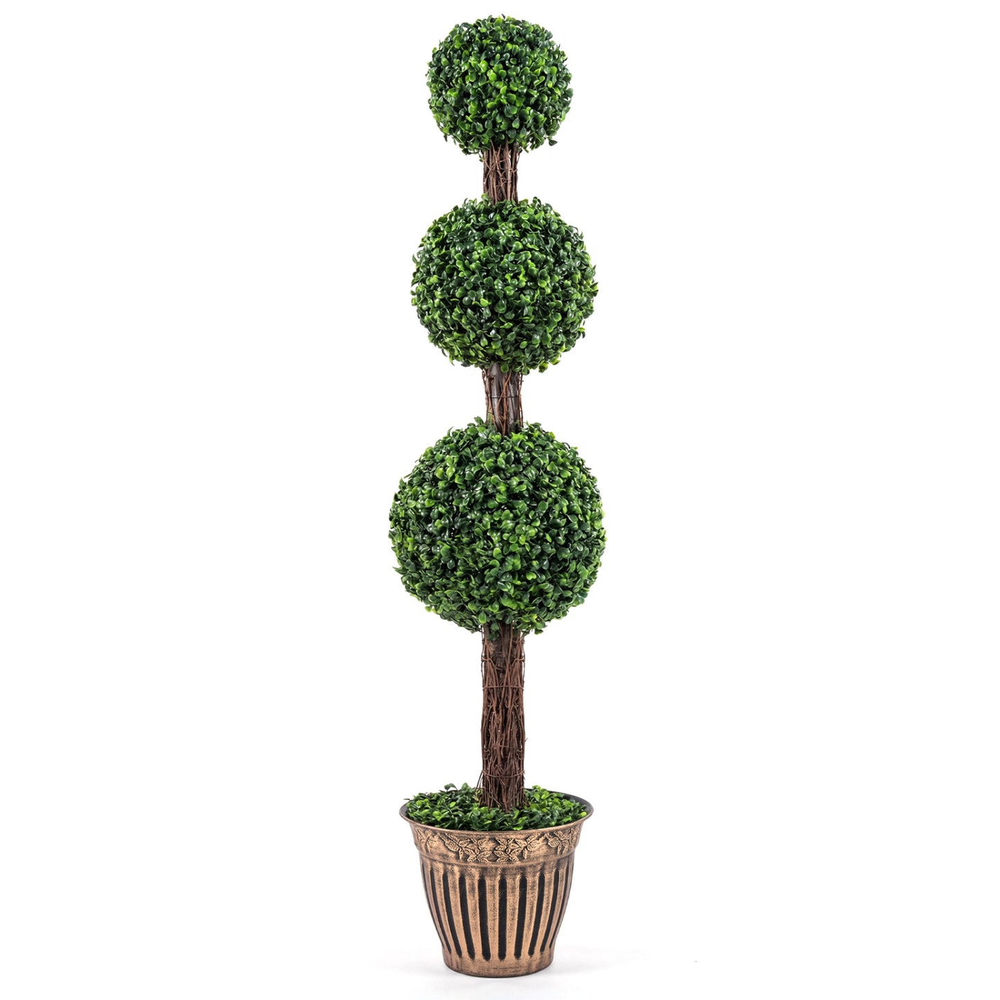 4 FT Artificial Triple Ball Boxwood Tree, Cement Planter, Green Faux Plants at Gallery Canada