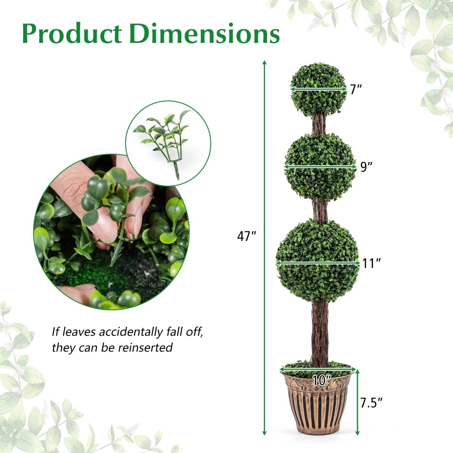 4 FT Artificial Triple Ball Boxwood Tree, Cement Planter, Green Faux Plants at Gallery Canada