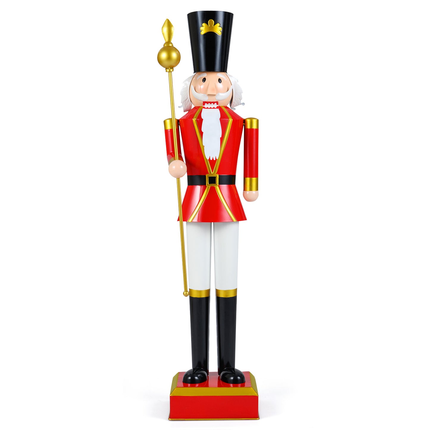 4 FT Christmas Nutcracker With High Hat, Beautiful Scepter, Red, Black Christmas Decor & Accessories Black & Red at Gallery Canada