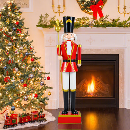 4 FT Christmas Nutcracker With High Hat, Beautiful Scepter, Red, Black Christmas Decor & Accessories at Gallery Canada