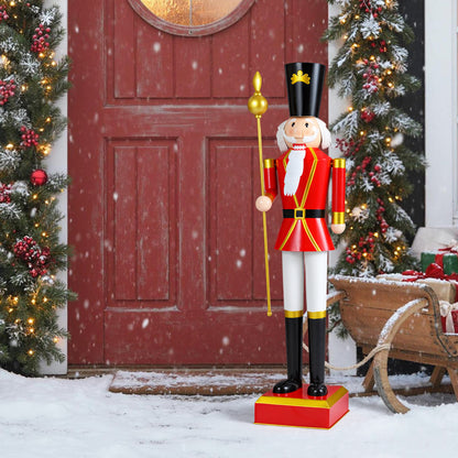 4 FT Christmas Nutcracker With High Hat, Beautiful Scepter, Red, Black Christmas Decor & Accessories at Gallery Canada