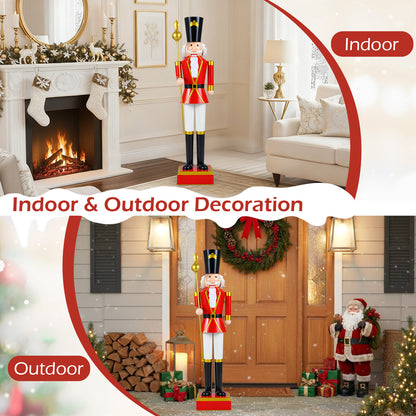 4 FT Christmas Nutcracker With High Hat, Beautiful Scepter, Red, Black Christmas Decor & Accessories at Gallery Canada