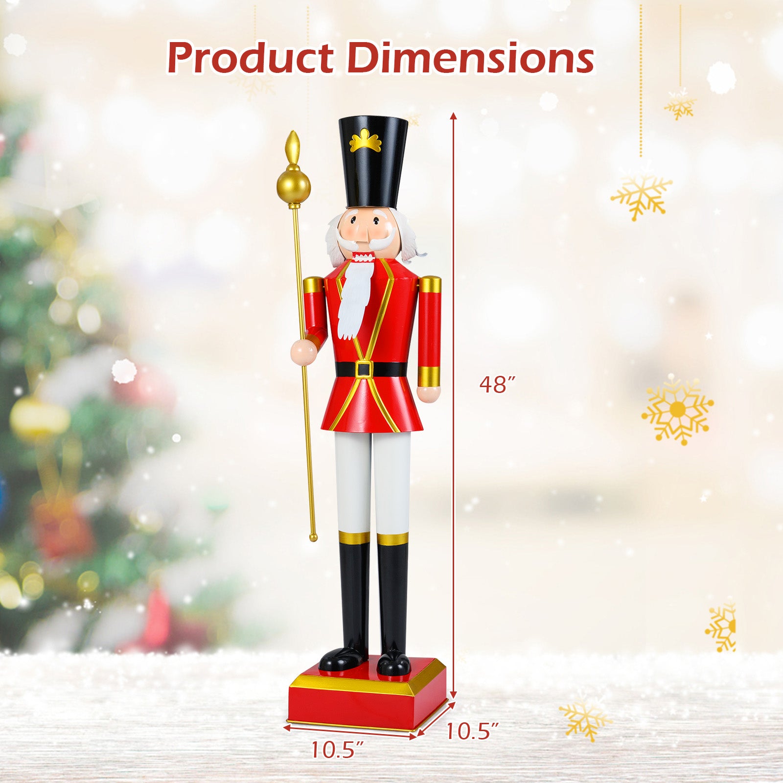 4 FT Christmas Nutcracker With High Hat, Beautiful Scepter, Red, Black Christmas Decor & Accessories at Gallery Canada