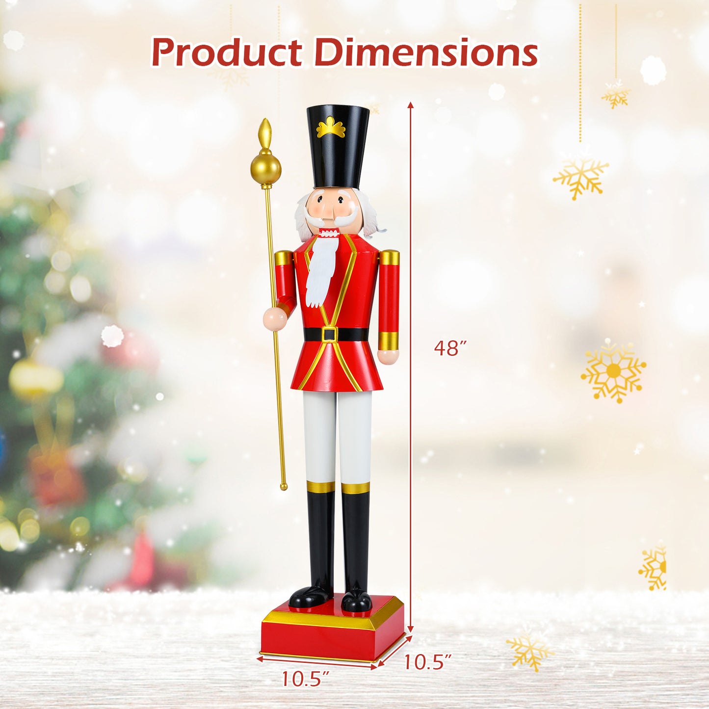4 FT Christmas Nutcracker With High Hat, Beautiful Scepter, Red, Black Christmas Decor & Accessories at Gallery Canada