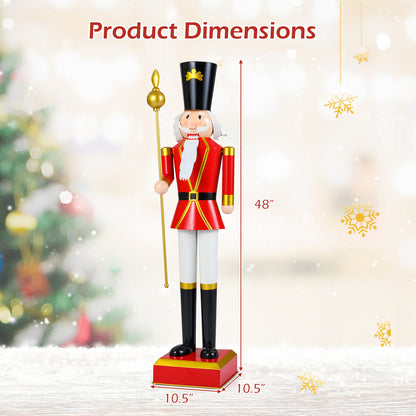 4 FT Christmas Nutcracker With High Hat, Beautiful Scepter, Red, Black Christmas Decor & Accessories at Gallery Canada